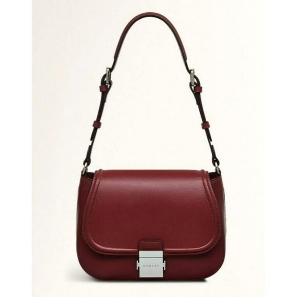 RADLEY LONDON Handbags - Radley $238 Newton Medium Flap Leather Burgundy Shoulder Bag NWT